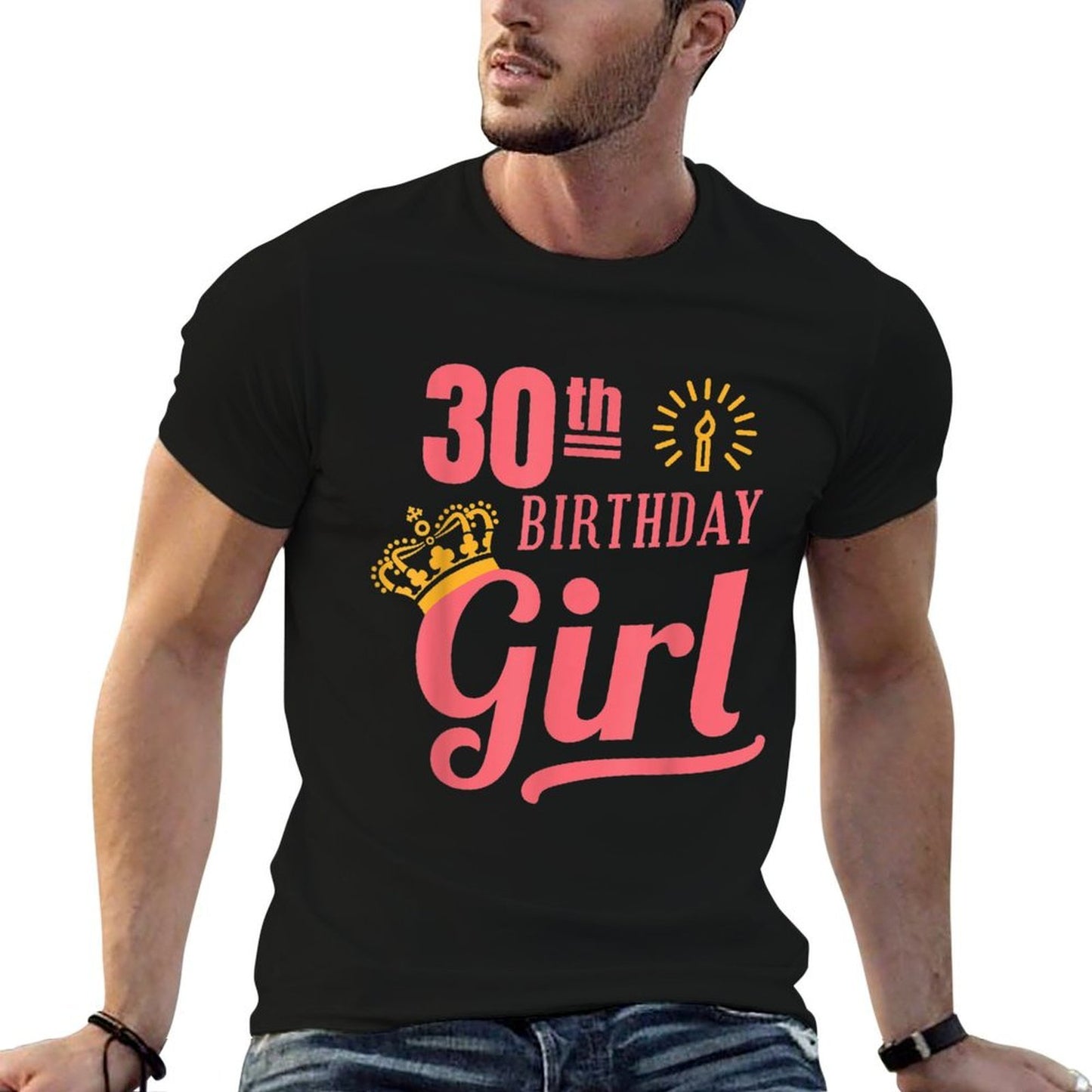 30 Th Birthday Girl 30th Birthdays  Rolled Sleeves T-Shirt