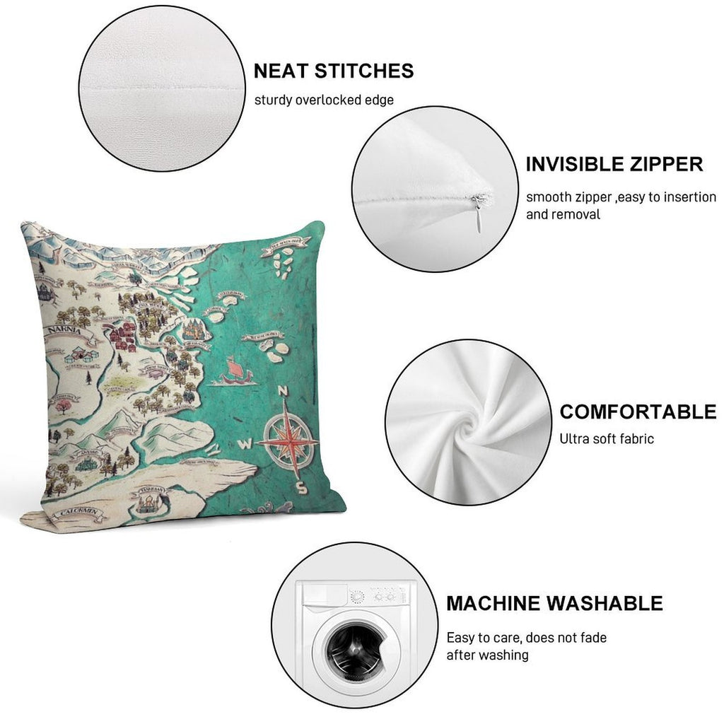 Map of Narnia Soft Fade-Resistant Throw Pillow