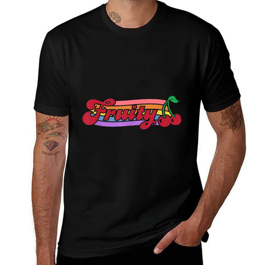 Vintage Fruity Cherry Nonbinary Lesbian Subtle Pride Sapphic  Trendy Pattern T-Shirt