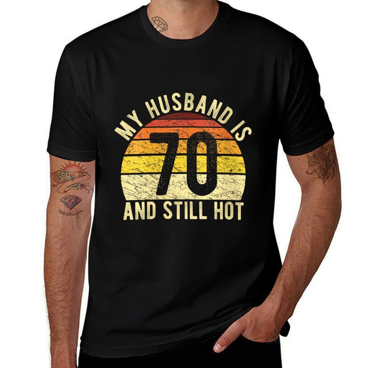 Womens My Husband Is 70 Year Old Man 70th Birthday  Lightweight T-Shirt