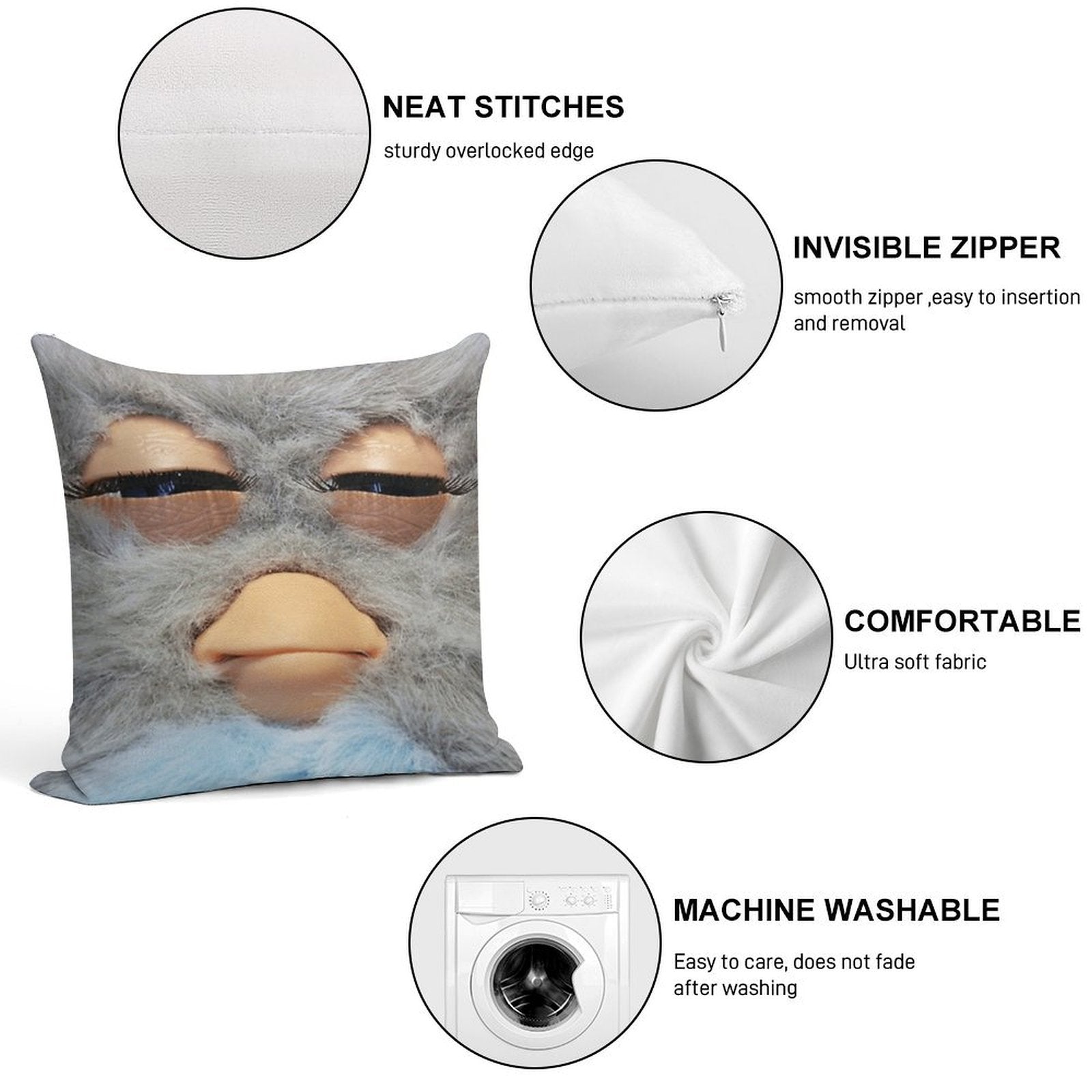 Furby Soft Reinforced Edging Throw Pillow