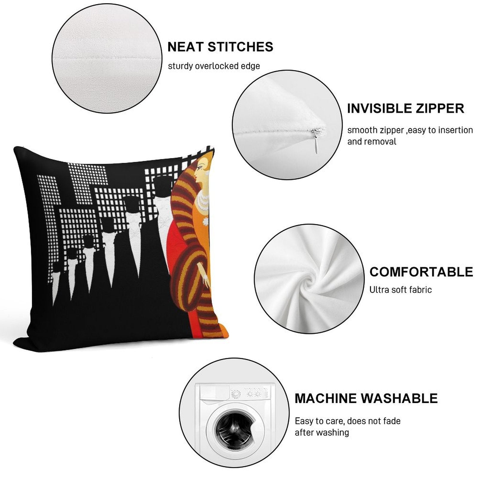 Sophisticated Art Deco Cosmopolitan Fashion Art Soft Ultra-Soft Texture Throw Pillow