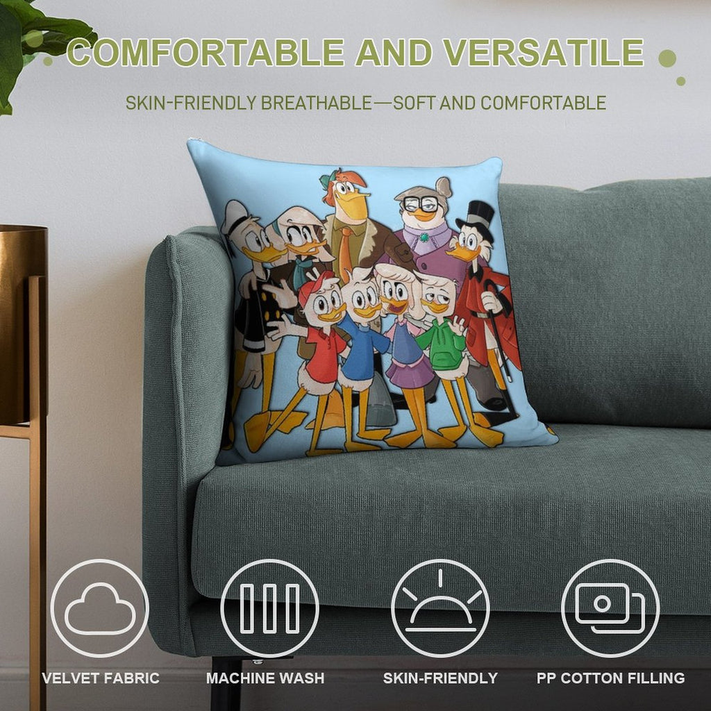 Clan McDuck Soft Hidden Zipper Throw Pillow