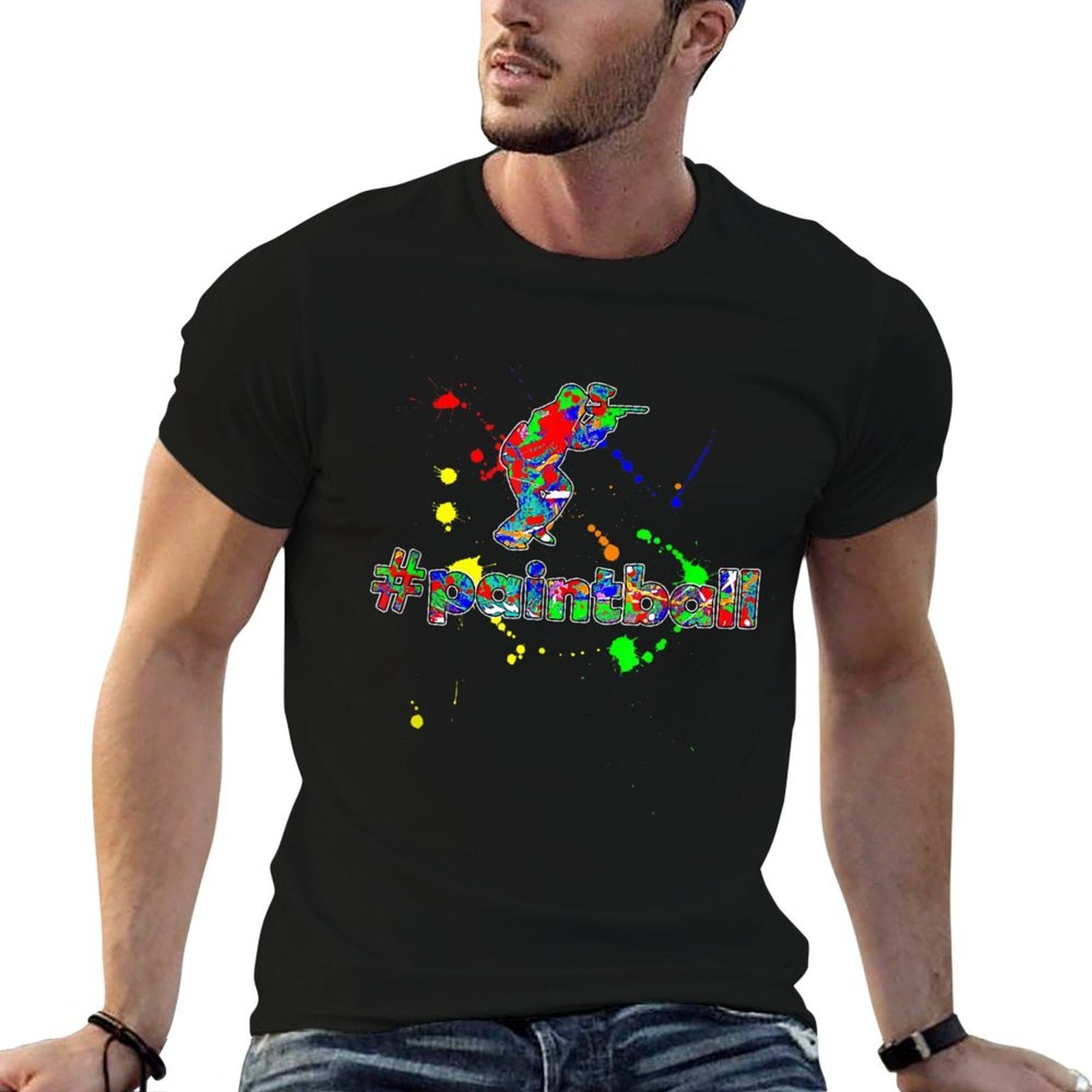 #Paintball Splatter Painting Watercolor Paintball T-shirt  Slim-fit Cut T-Shirt