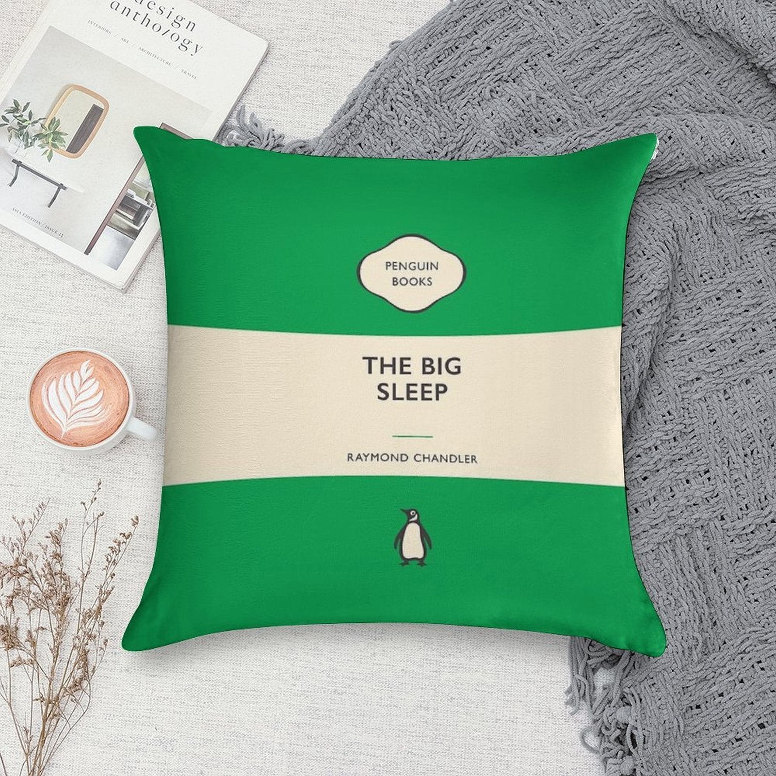 The Big Sleep Raymond Chandler Penguin Book Cover Soft Decorative Cover Throw Pillow