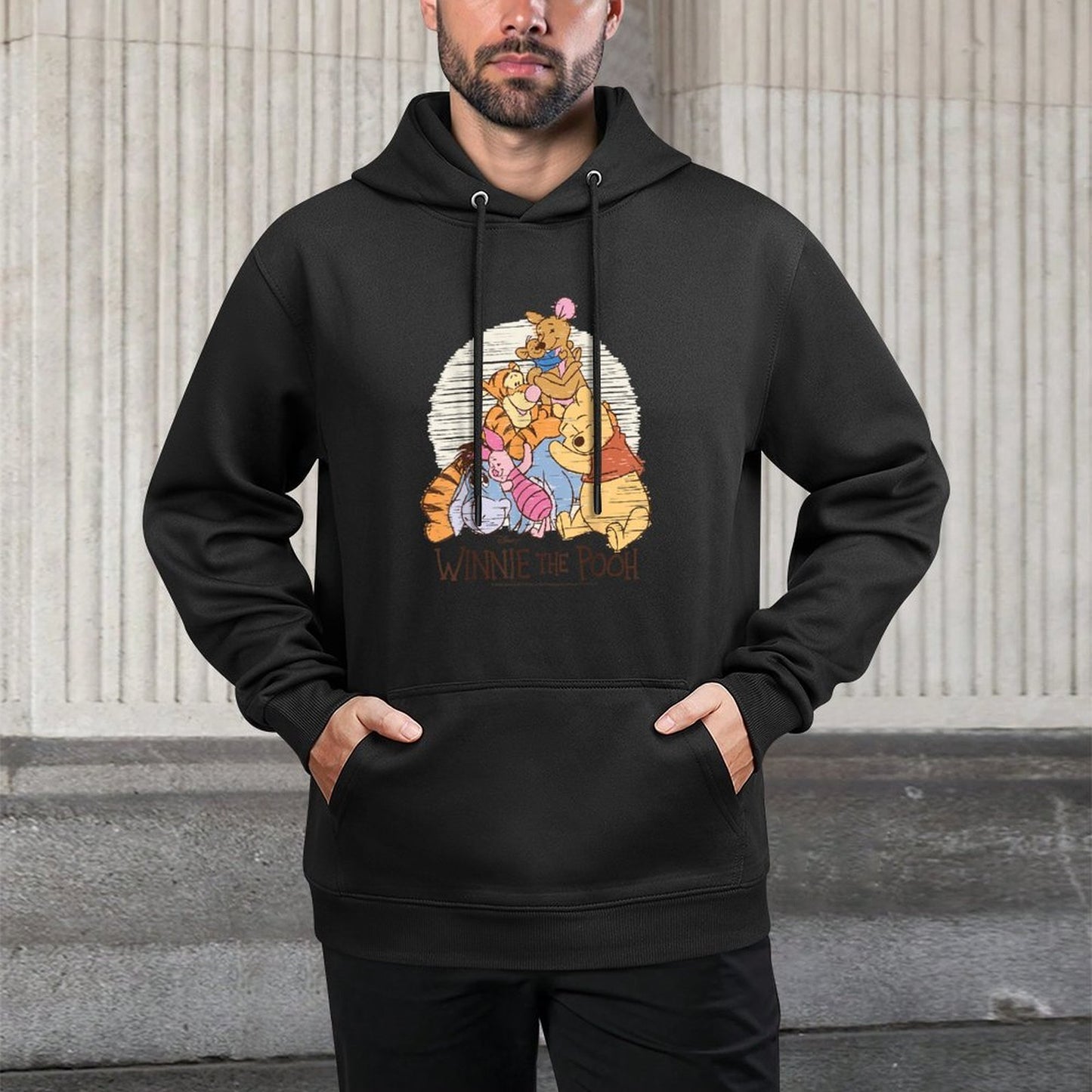 Winnie The Pooh - Pooh Eeyore Piglet Tigger Kanga Roo Hug Adjustable Hood Hoodie