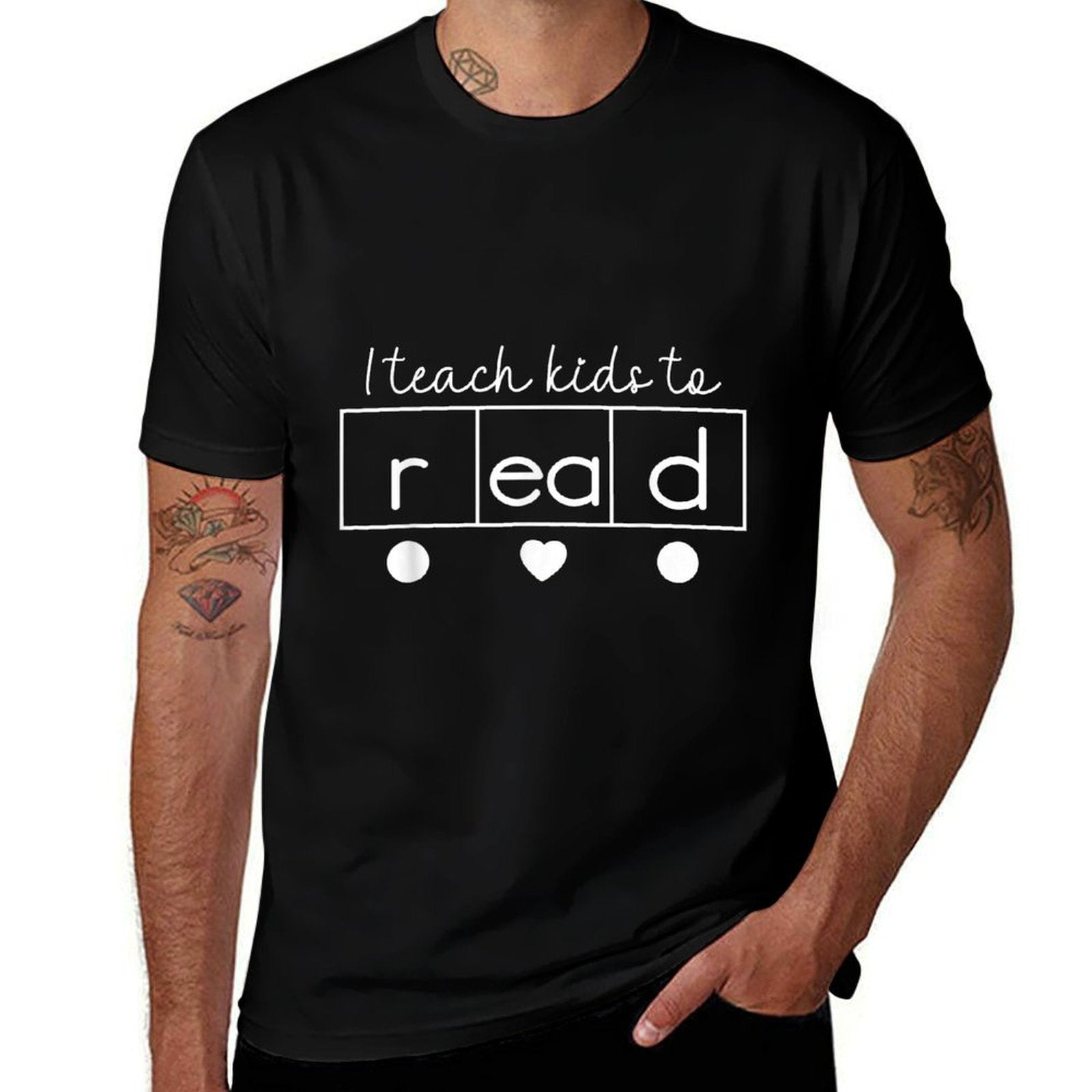 I Teach Kids to Read Science of Reading Funny Men Women Kids  Wrinkle-resistant T-Shirt