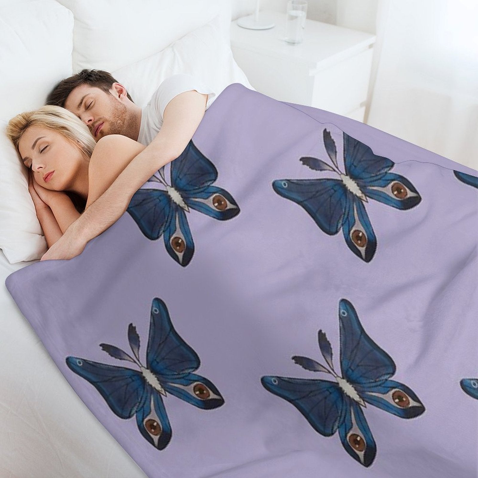 Purple Moth Shrink-resistant Throw Blanket