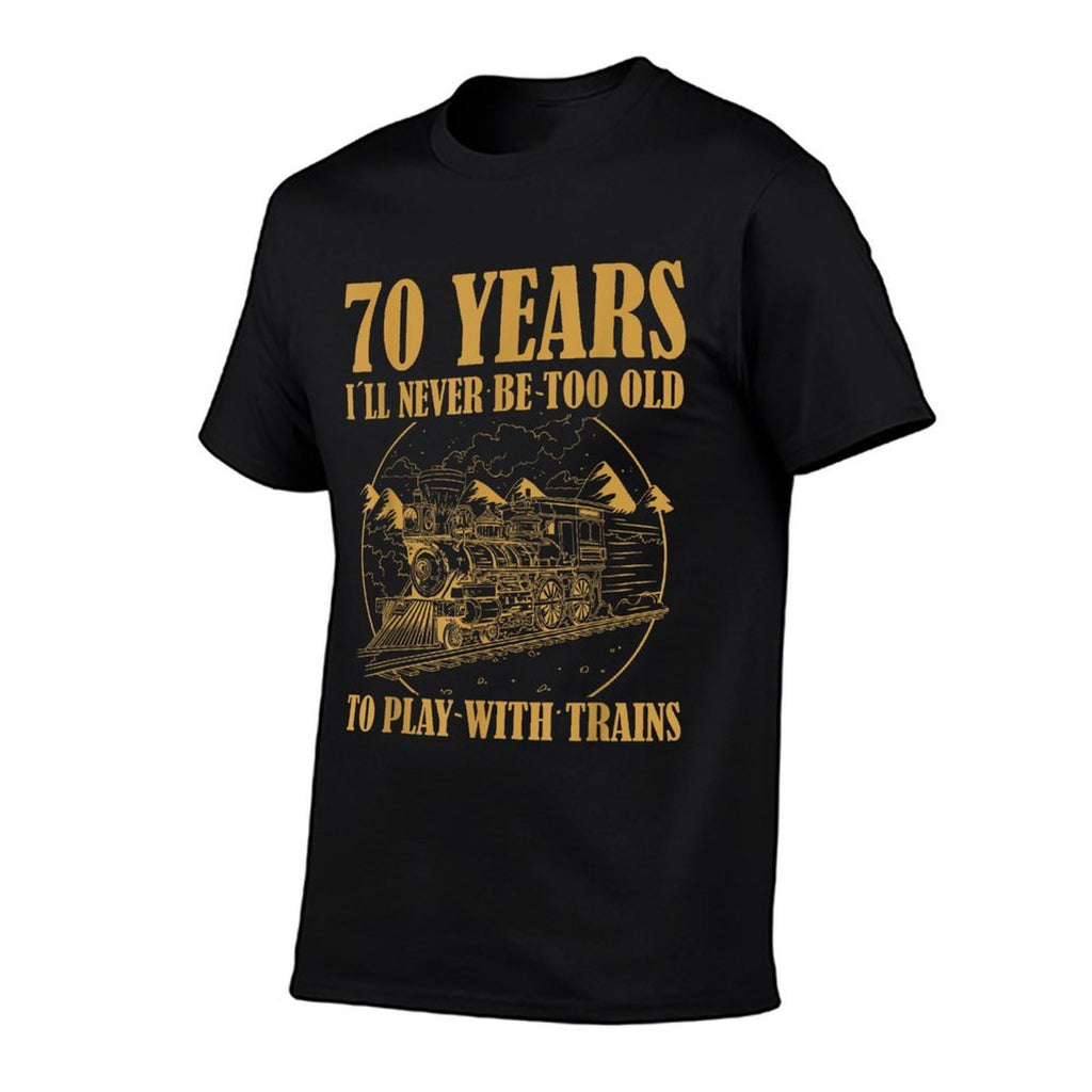 70 Year Old Vintage Railroad Steam Train 70th Birthday  Heathered Texture T-Shirt