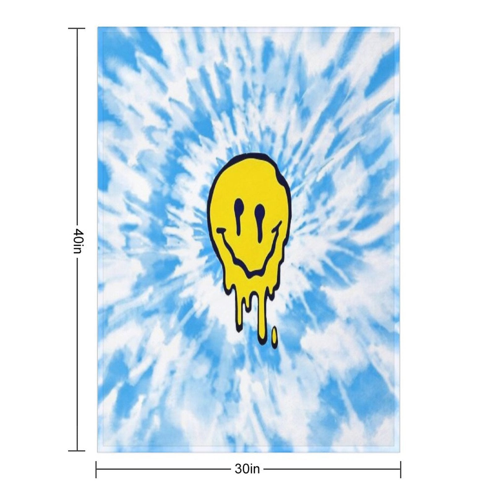 Moody Light Blue Tie Dye Smiley Face ) Comfort Throw Blanket