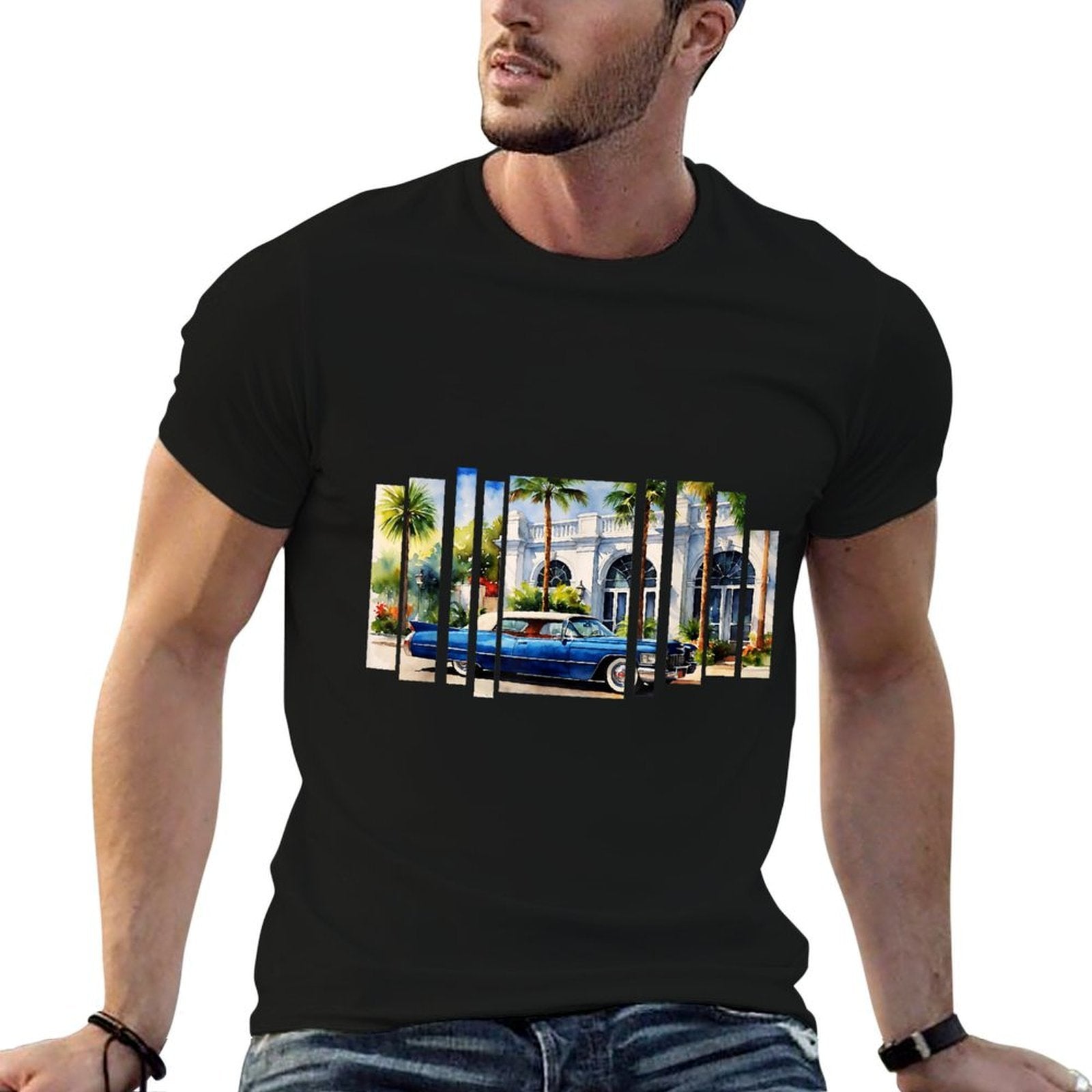 Vintage Elegance in Watercolor  Oldschool Car  Versatile T-Shirt