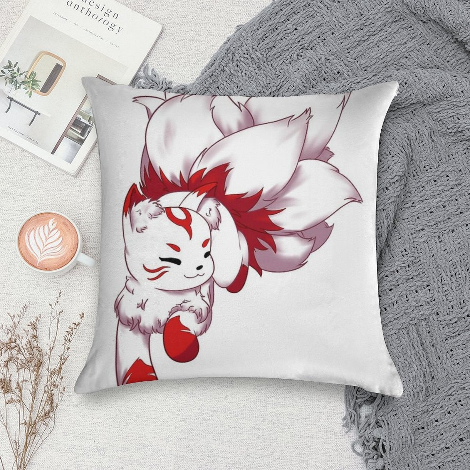 Kitsune Soft Anti-Pilling Throw Pillow