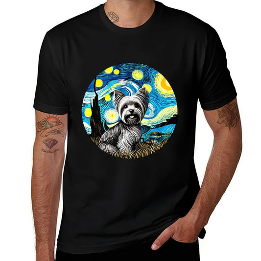 Yorkshire Terrier Yorkie Dog - Van Gogh Starry Night Style  Stretchy T-Shirt