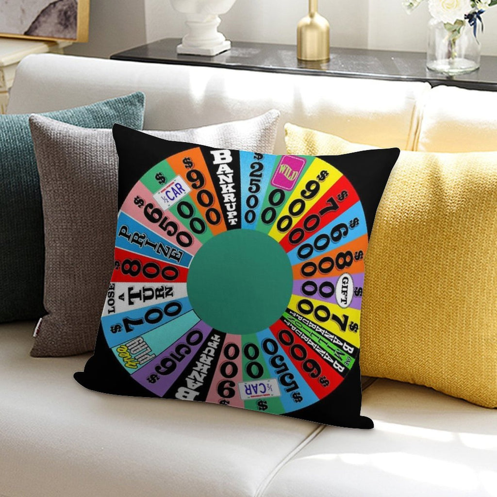 Wheel with Prizes, $ Amounts Soft Decorative Cover Throw Pillow