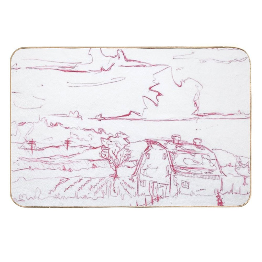 Farm House in Valleys  Non-Slip Bath Mat