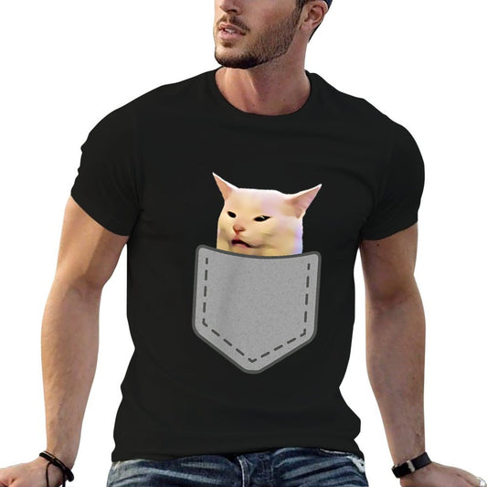Woman Yelling At Table Dinner Funny Cat Meme  Ribbed Collar T-Shirt