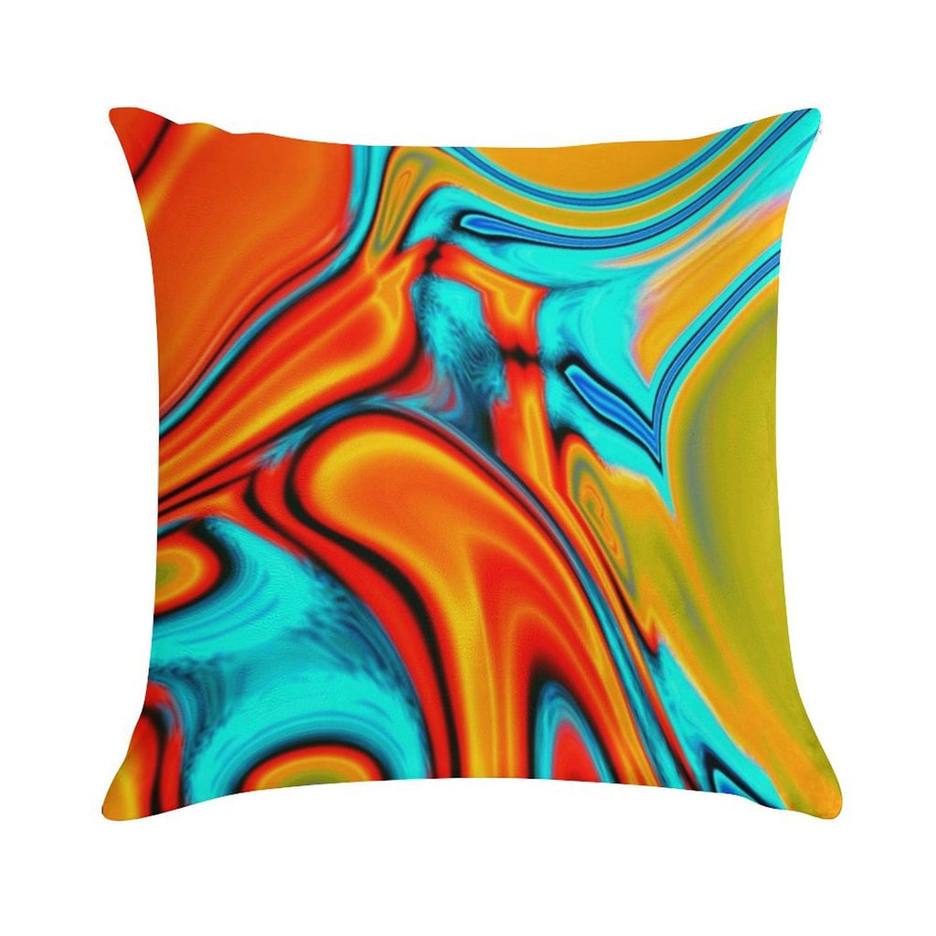 Vivid Modern Southwest Hipster Turquoise Orange Swirls Soft Hidden Zipper Throw Pillow