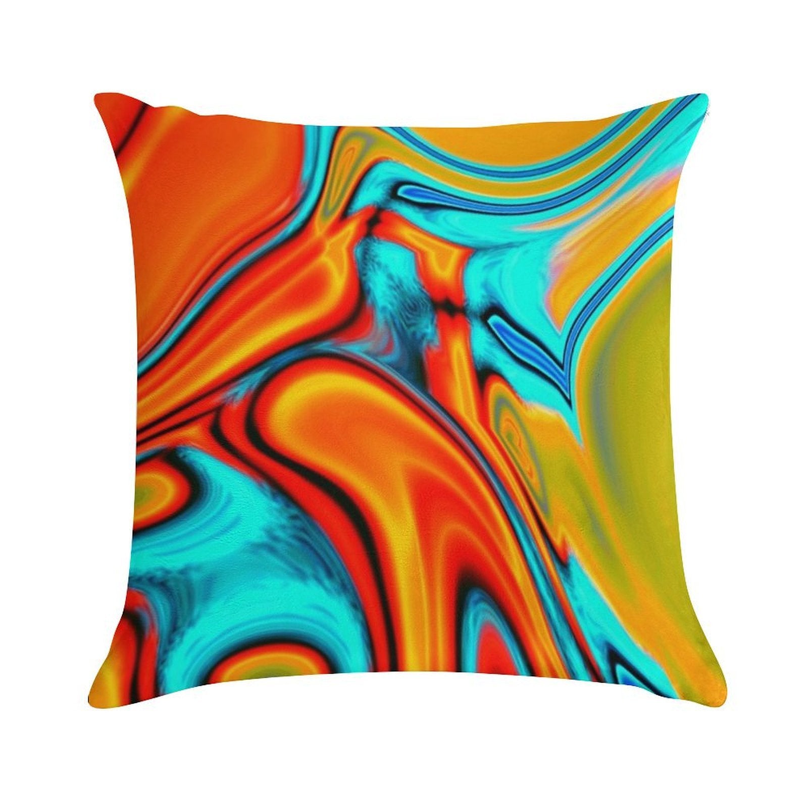 Vivid Modern Southwest Hipster Turquoise Orange Swirls Soft Hidden Zipper Throw Pillow
