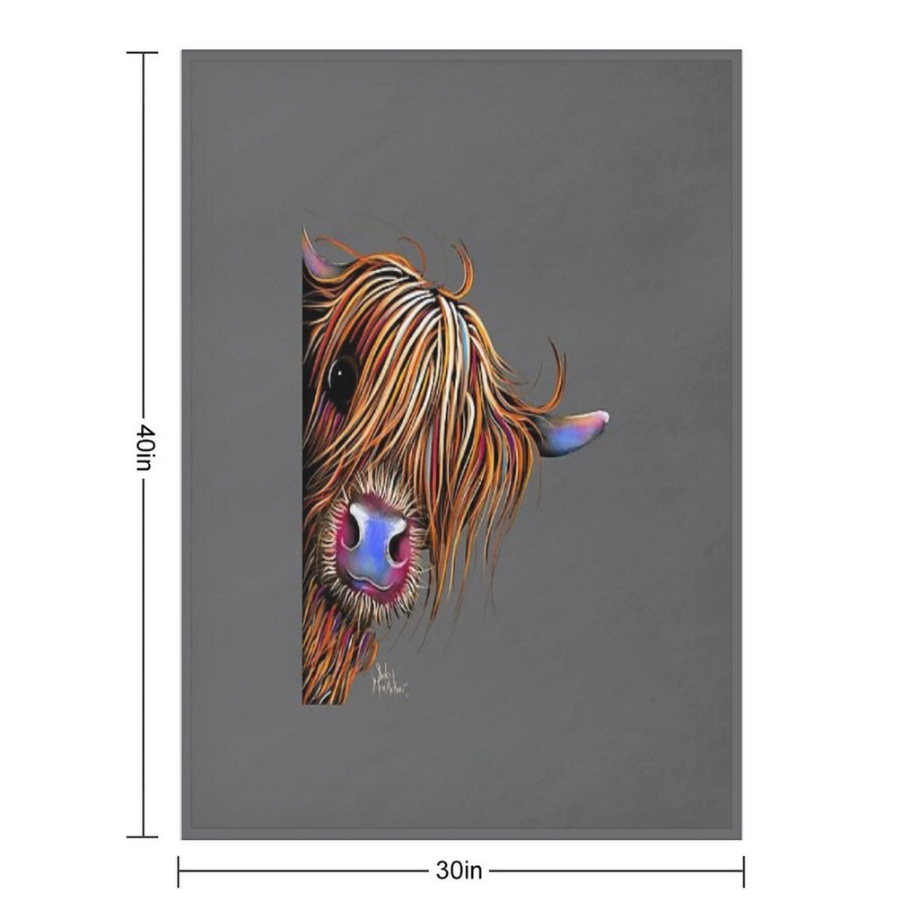 HiGHLaND CoW PRiNT SCoTTiSH ' SuGaR LuMP ON GReY ‘ BY SHiRLeY MacARTHuR Gift-ready Throw Blanket