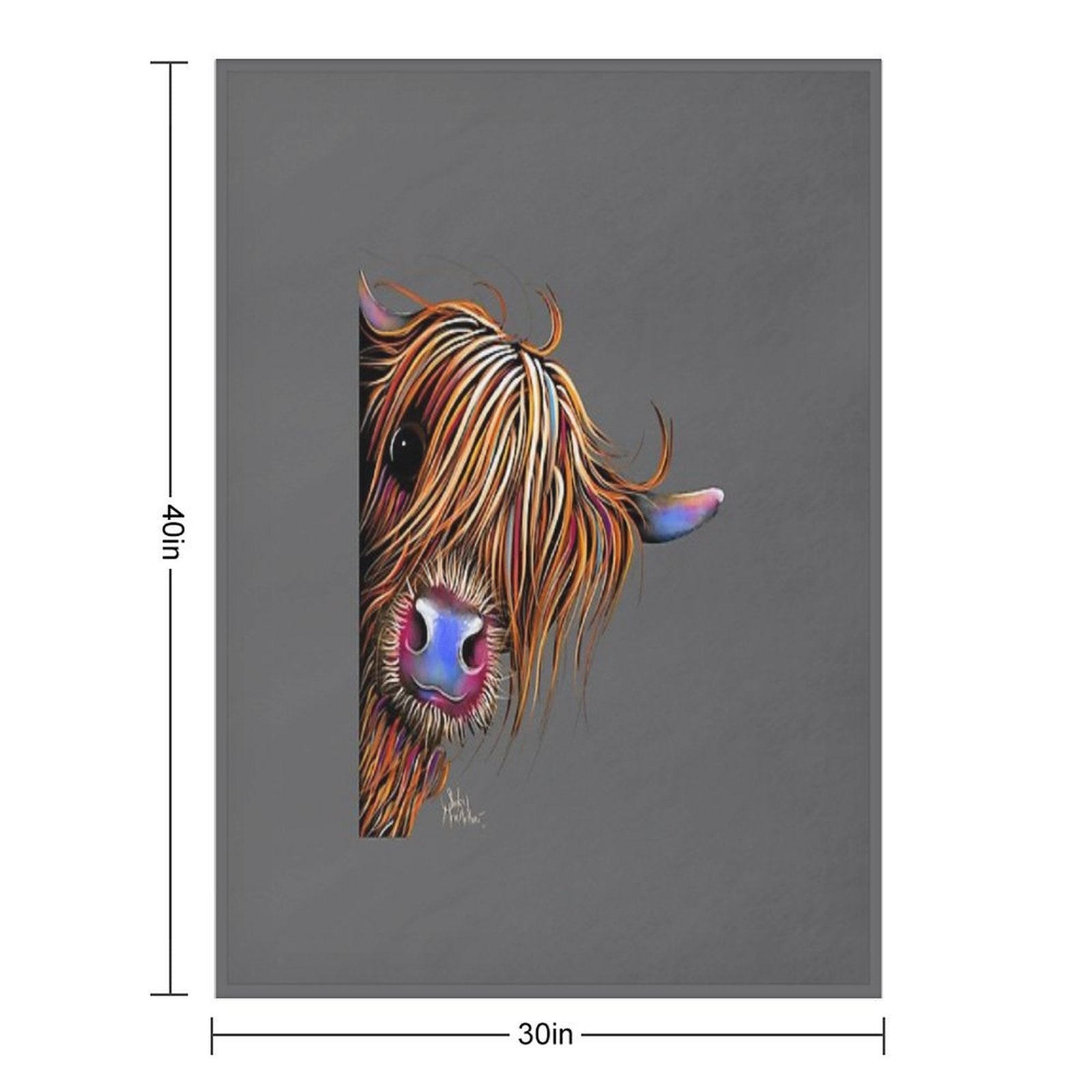 HiGHLaND CoW PRiNT SCoTTiSH ' SuGaR LuMP ON GReY ‘ BY SHiRLeY MacARTHuR Gift-ready Throw Blanket