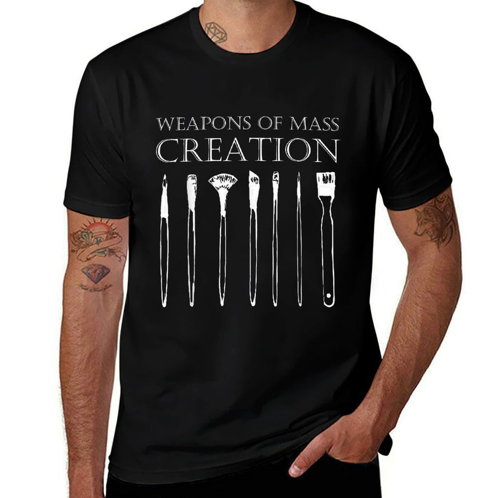 Weapons Of Mass Creation Funny Art Brush Painter Artist  Ribbed Collar T-Shirt