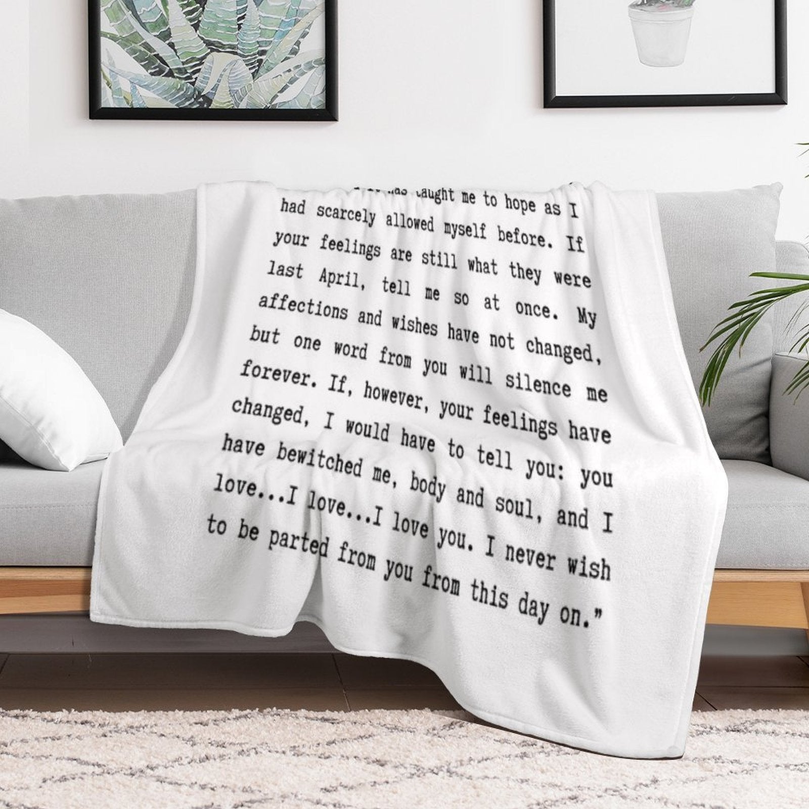 Pride & Prejudice (2005) I Love You Quote Easy Care Throw Blanket