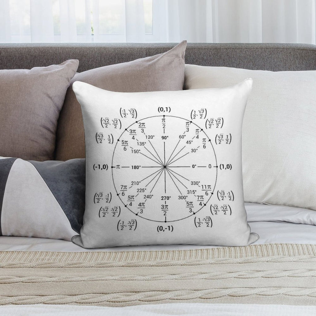 Unit Circle Nerdy Math Guide Soft Fade-Resistant Throw Pillow