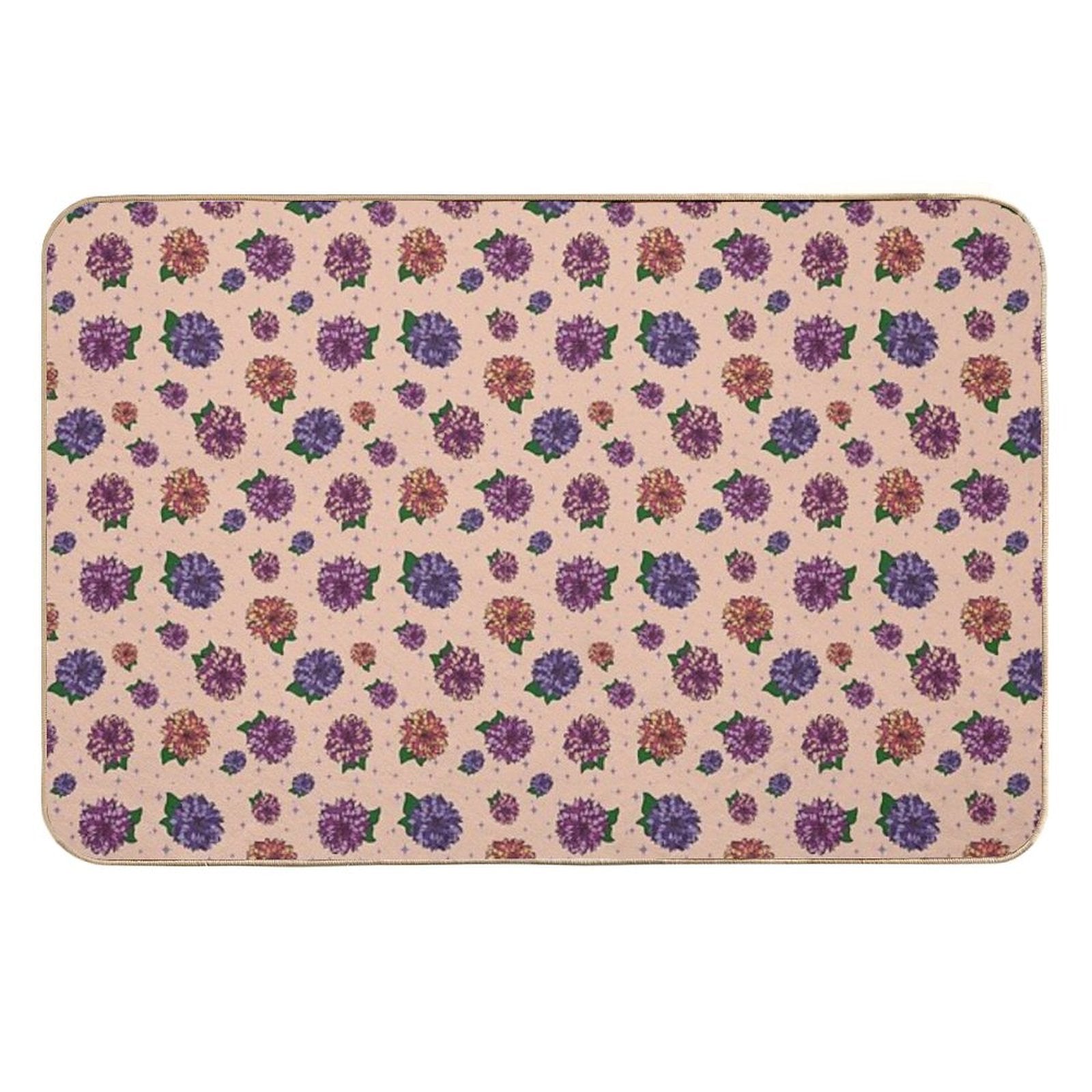 Dahlias Multicolored Peach  Repositionable Bath Mat