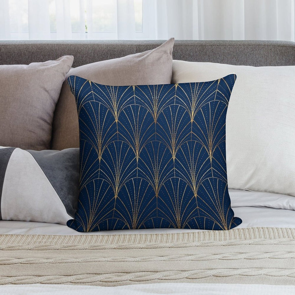 Art Deco Waterfalls  Navy Blue Soft Skin-Friendly Throw Pillow