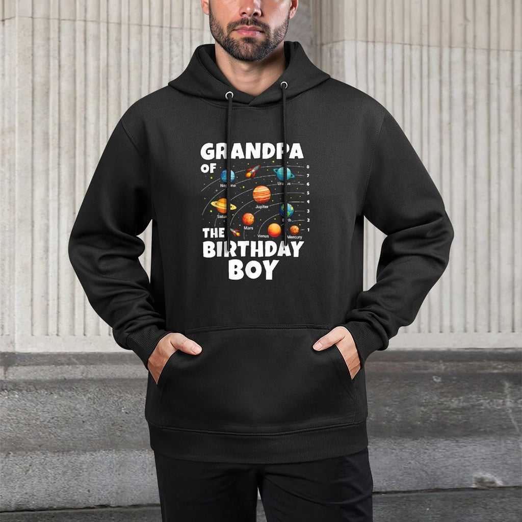 Grandpa of The Birthday Boy Space Planets Birthday Machine Washable Hoodie
