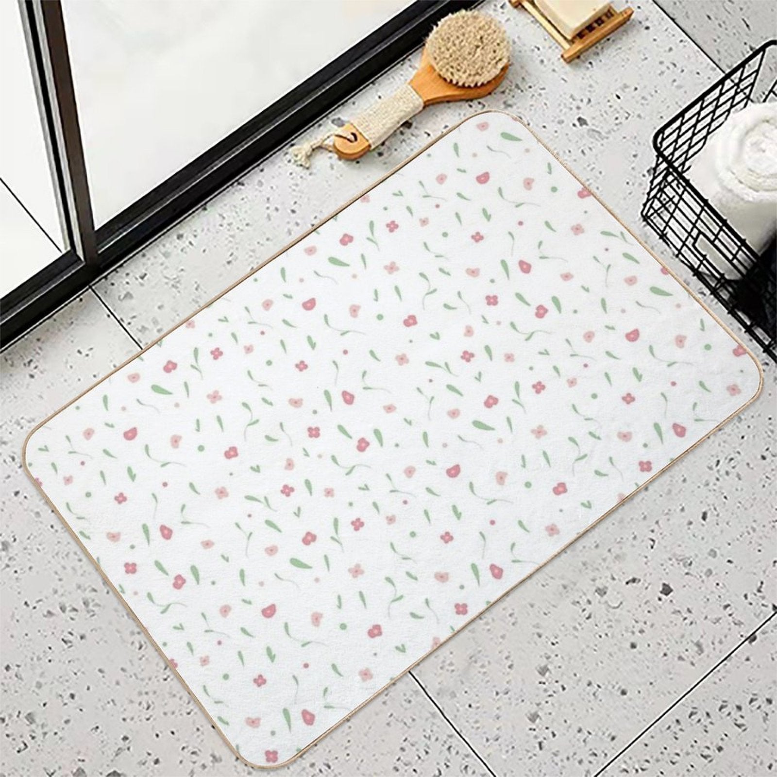 Pink Flower Pattern  Eco-Friendly Bath Mat