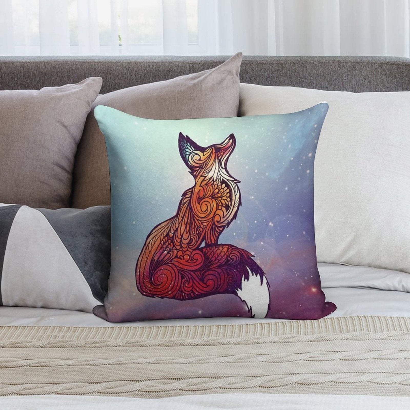 Space Fox Soft Reinforced Edging Throw Pillow