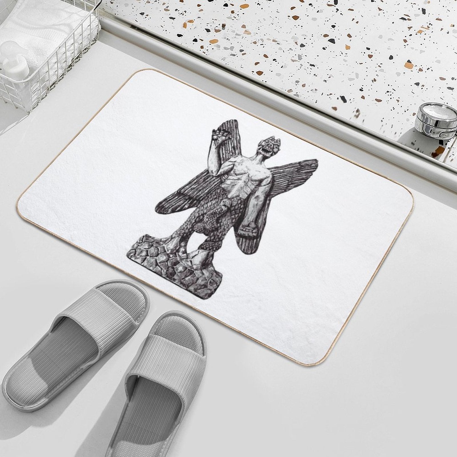 Pazuzu Stone Figure  Stain-Proof Bath Mat