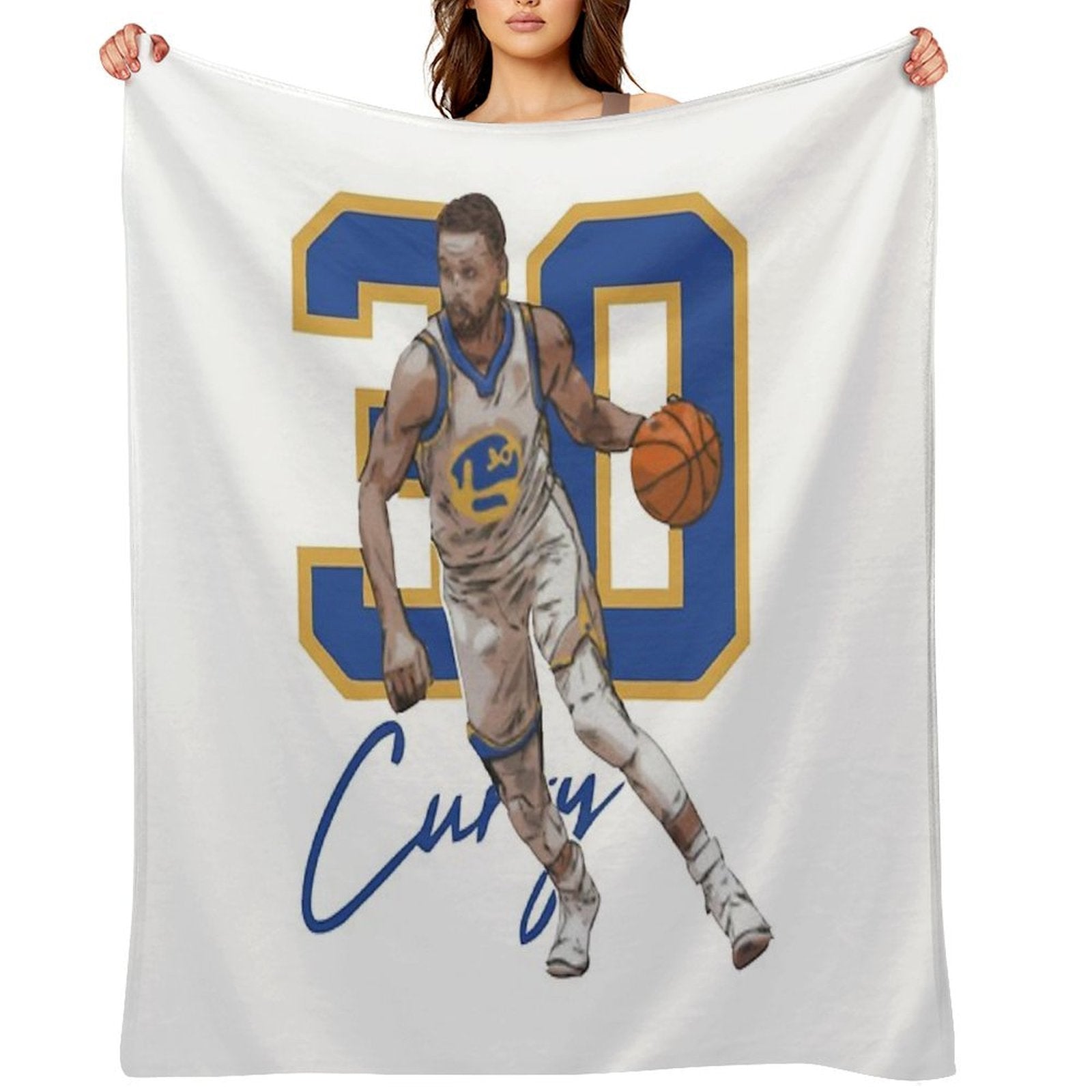 Stephen Curry Golden State Basketball Illustration Eco-conscious Throw Blanket