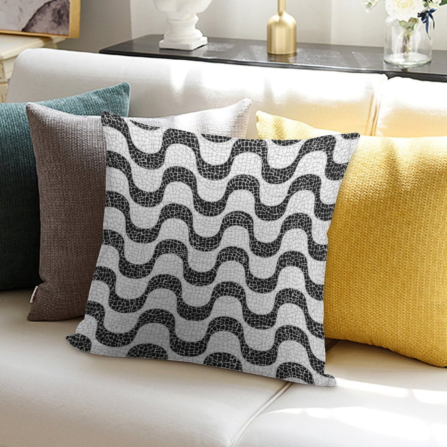 The Magic of Copacabana Sidewalk Theme Soft Gift Ready Throw Pillow