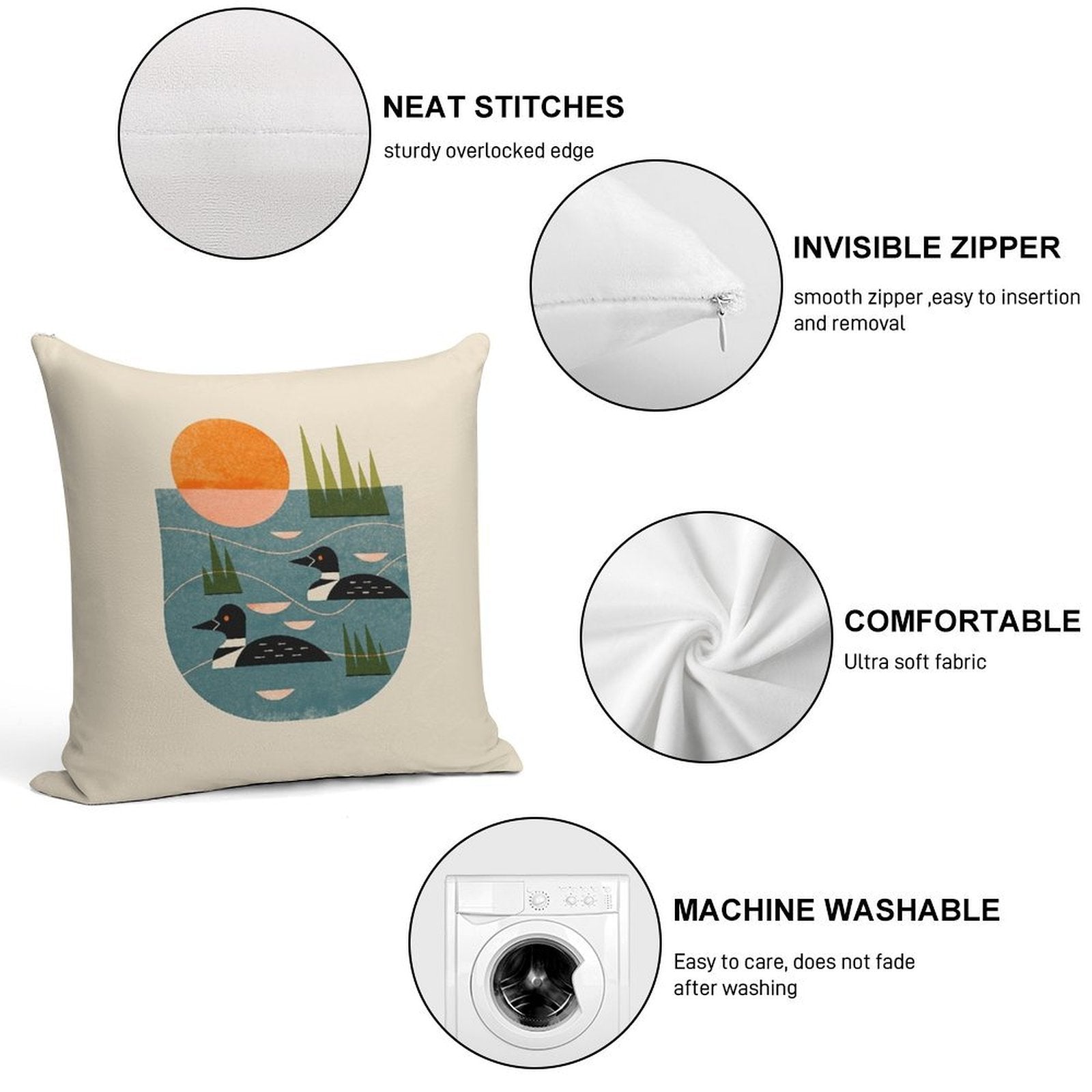 Loon Lake Soft Reinforced Edging Throw Pillow