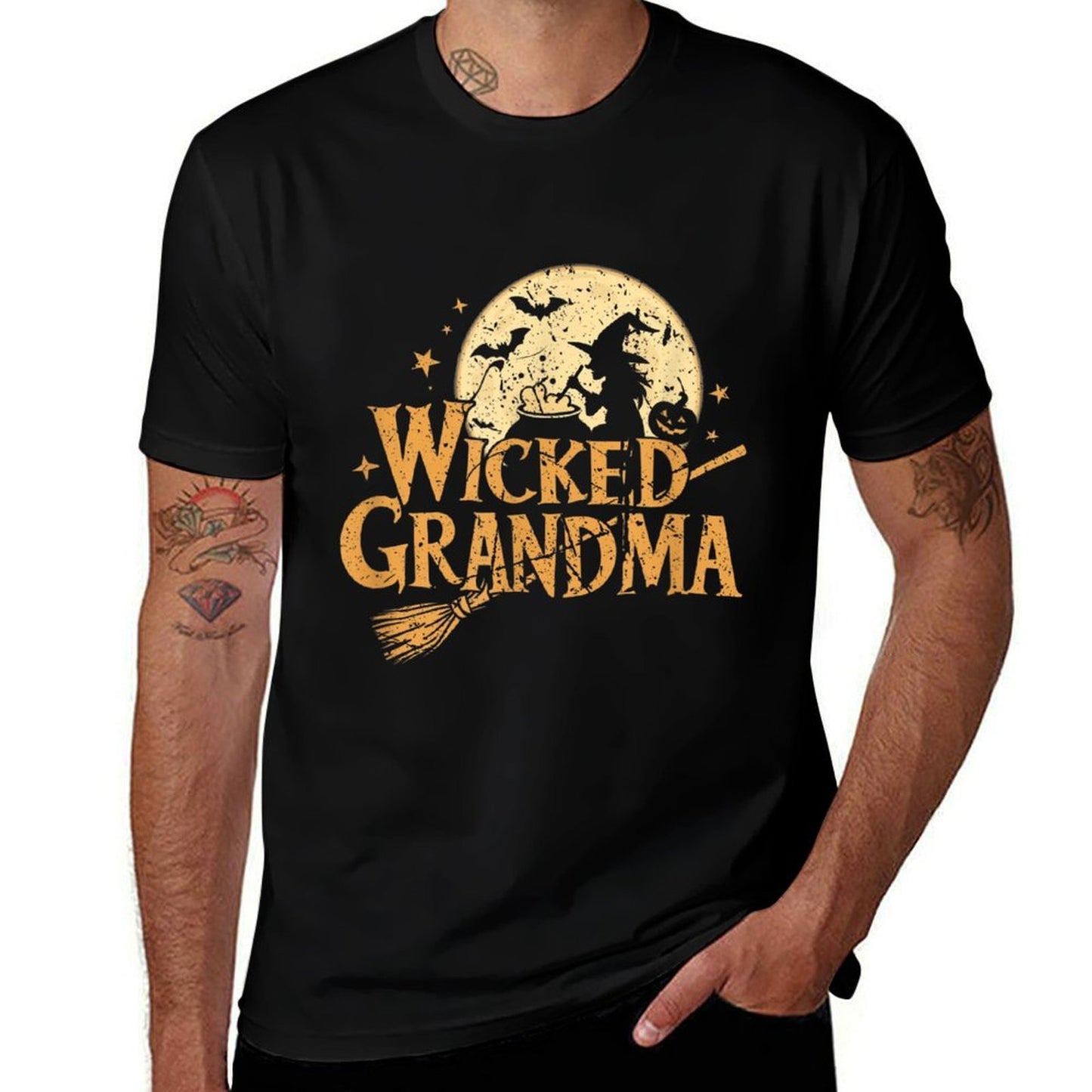 Vintage Wicked Grandma Funny Halloween  Trendy Pattern T-Shirt