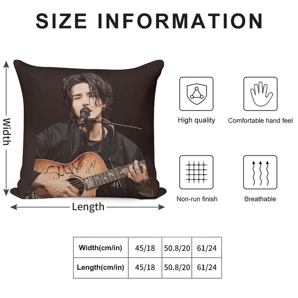 Min Yoongi Concert Soft Shrink-Resistant Throw Pillow
