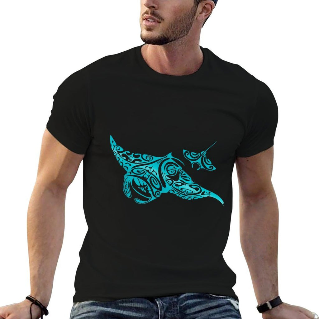 Hawaii Tribal Manta Ray Hawaiian Shark Lover  Oversized Silhouette T-Shirt
