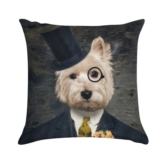 Westie Dog Art - Sir Bunty Soft Short Plush Fabric Throw Pillow