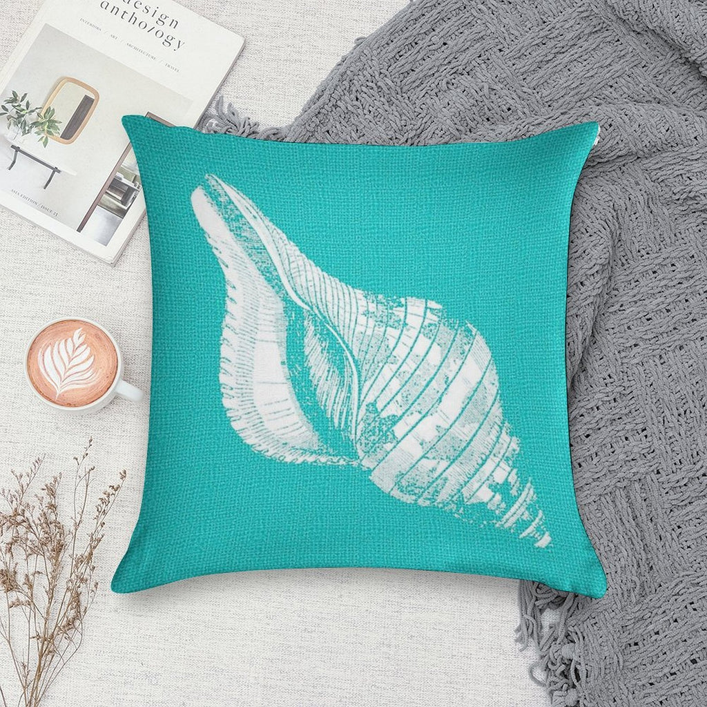 Aqua Blue with White Shell Soft Reinforced Edging Throw Pillow