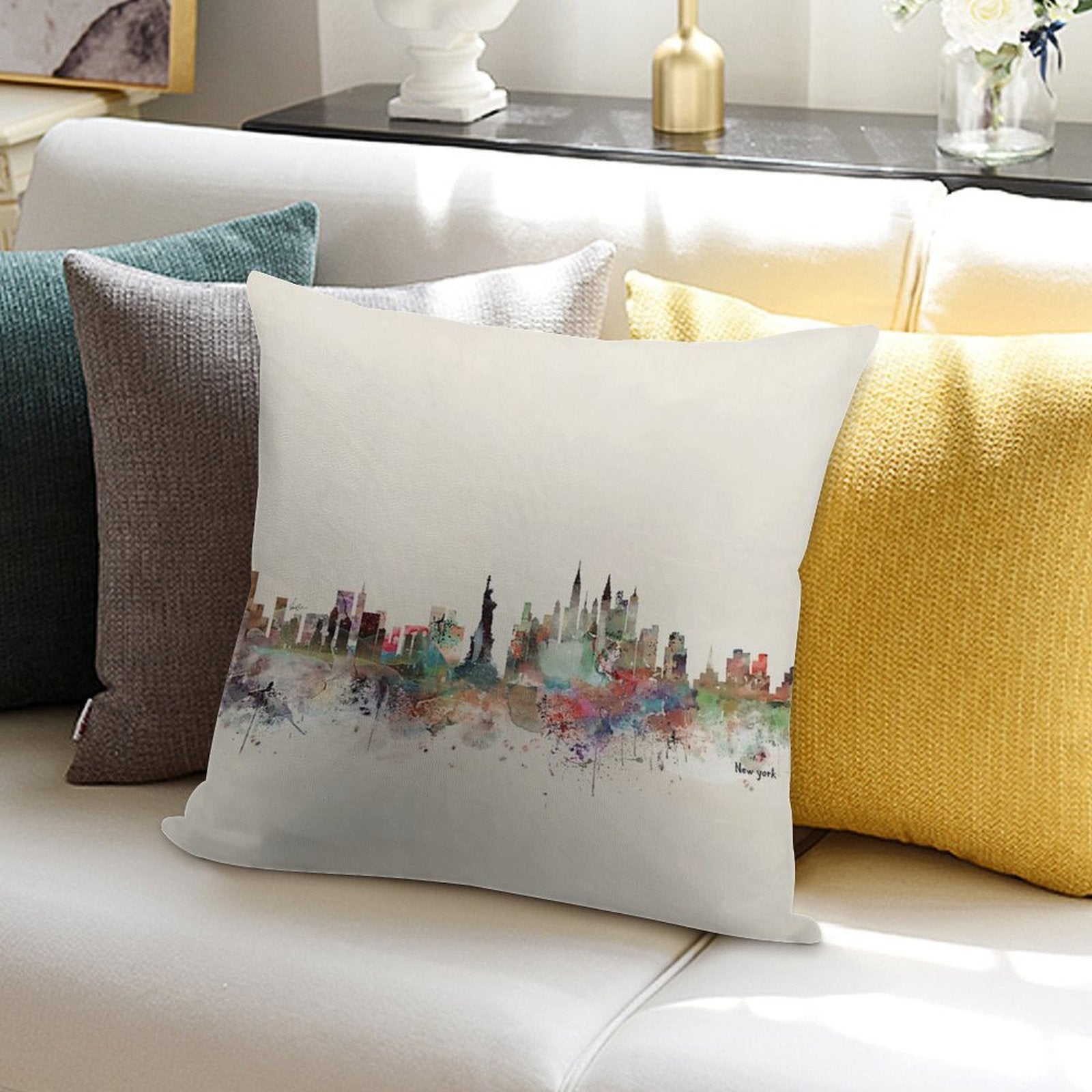 New York City Skyline Soft Luxury Feel Throw Pillow
