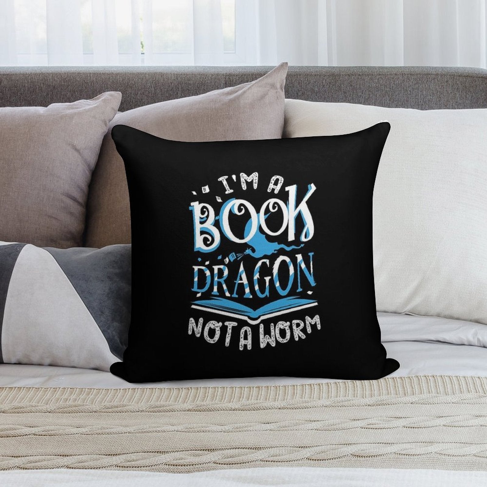 Book Dragon Soft Ultra-Soft Texture Throw Pillow