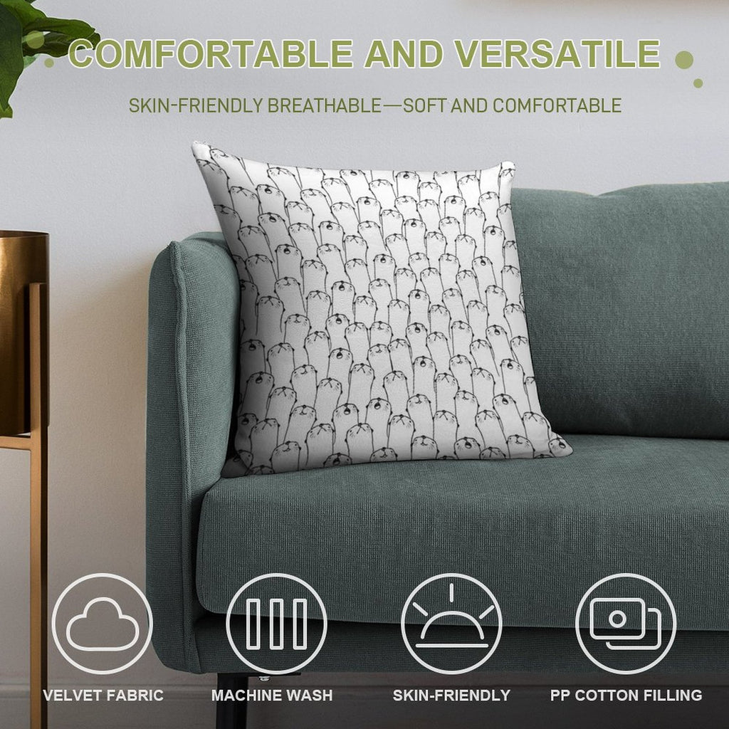 Otter Pattern Soft Shrink-Resistant Throw Pillow