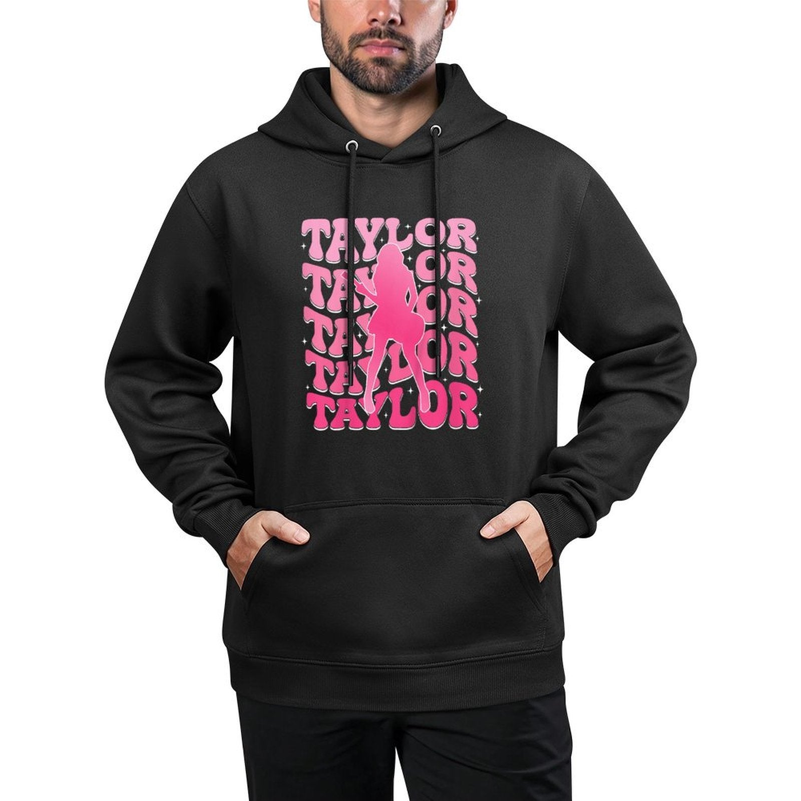 Kids Girl Retro Taylor First Name Personalized Groovy 80s Pink Layering Staple Hoodie