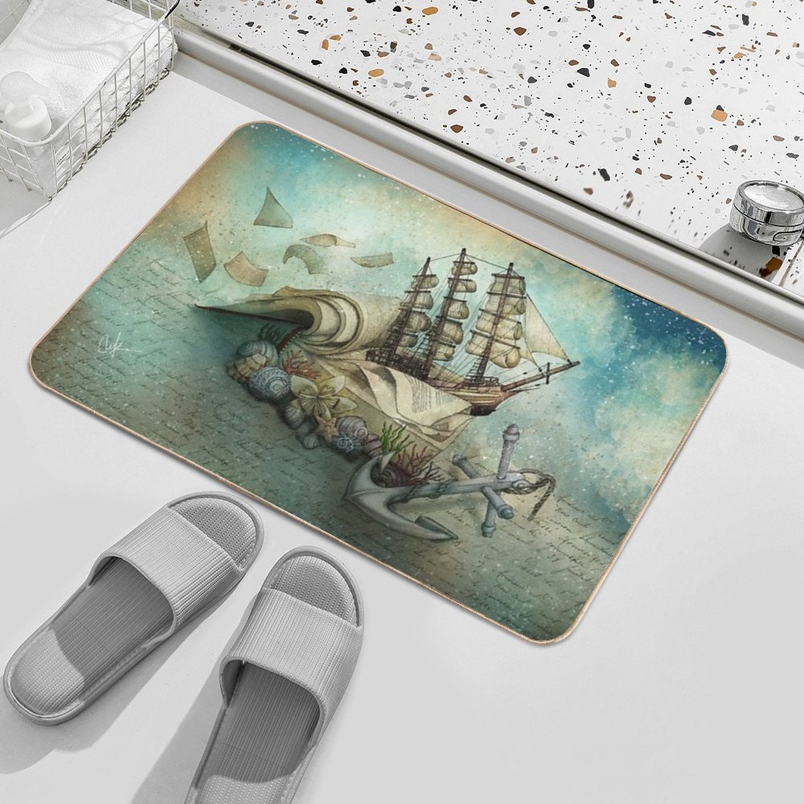 Now I Lay Me Down to Read, I Travel Leagues before I Sleep  Rapid-Drying Bath Mat