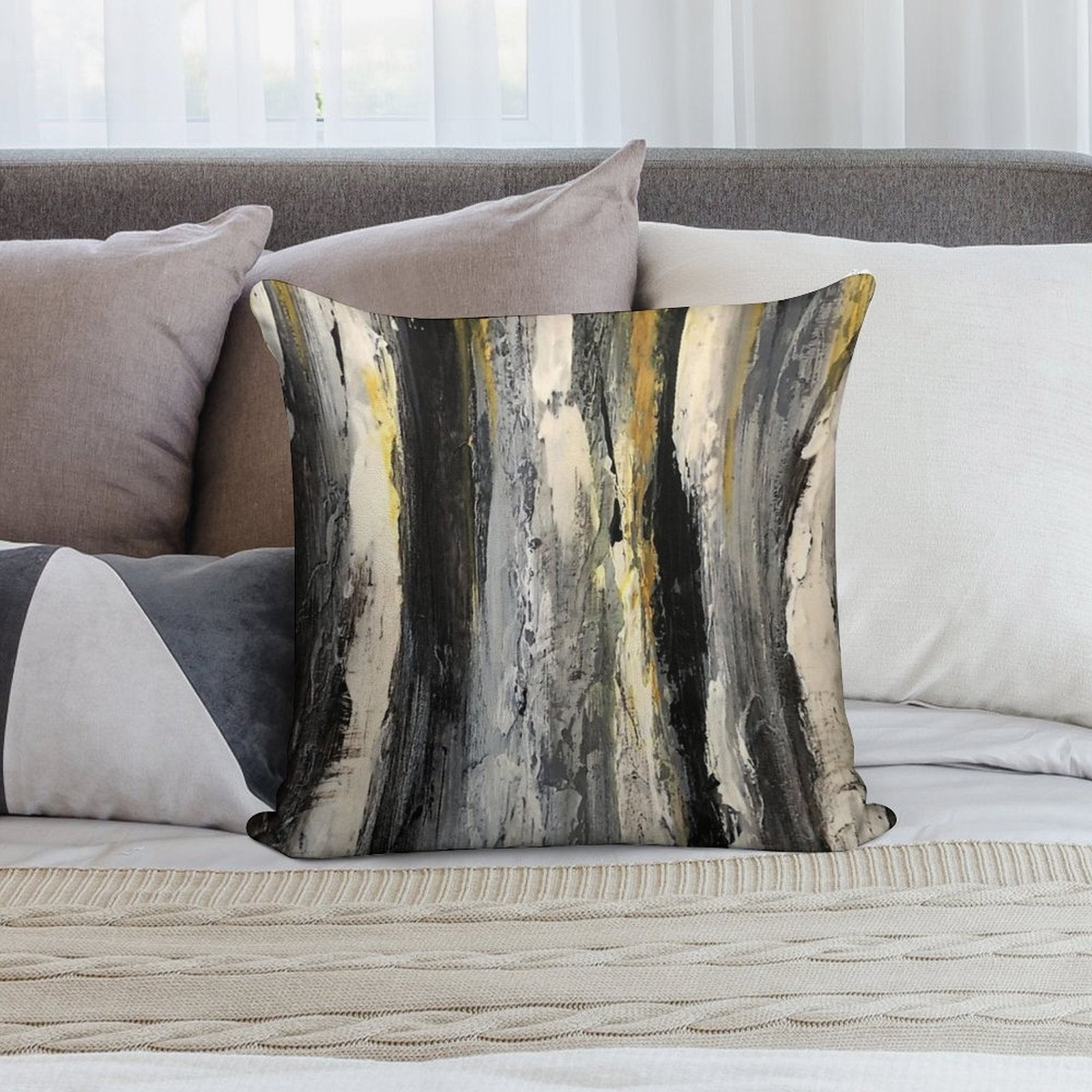 Birch Trees Black And White Soft Warmth Comfort Throw Pillow