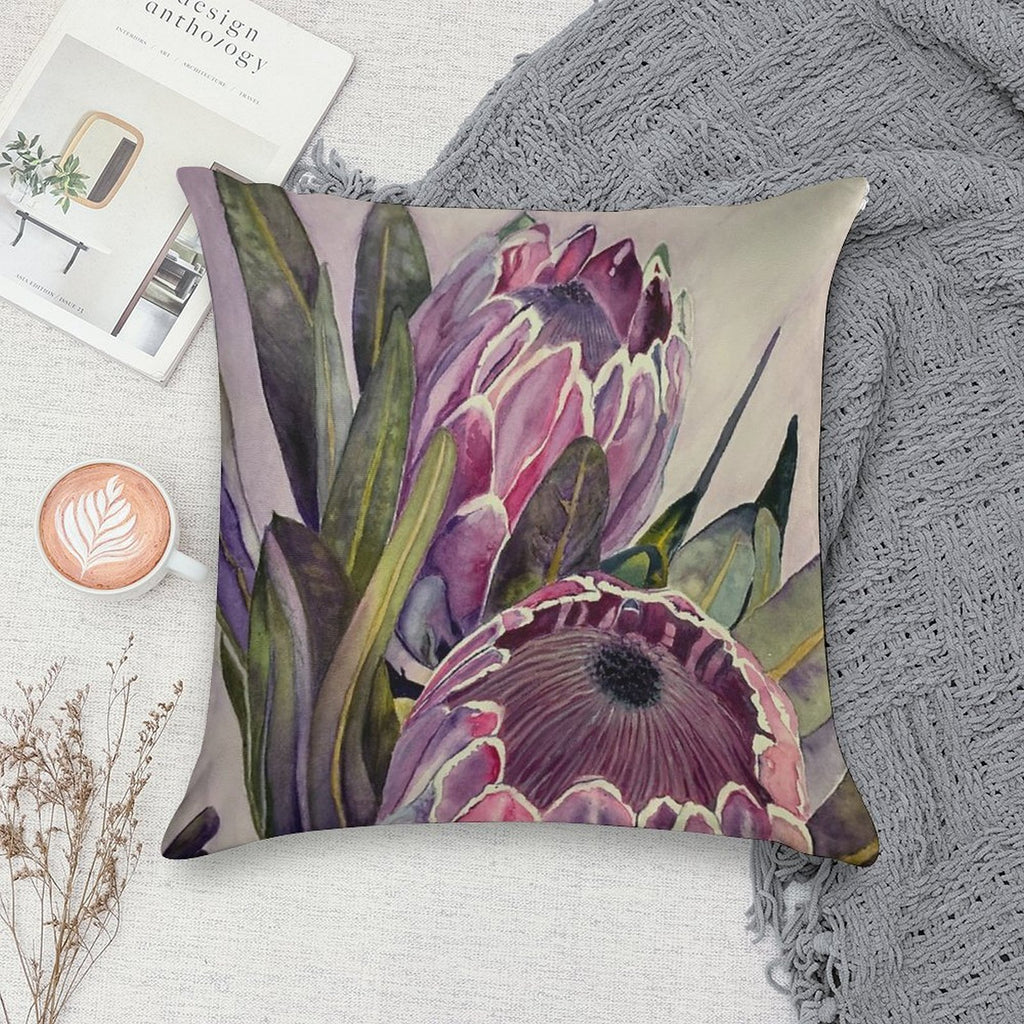 Protea Flower Watercolour Soft Gift Ready Throw Pillow