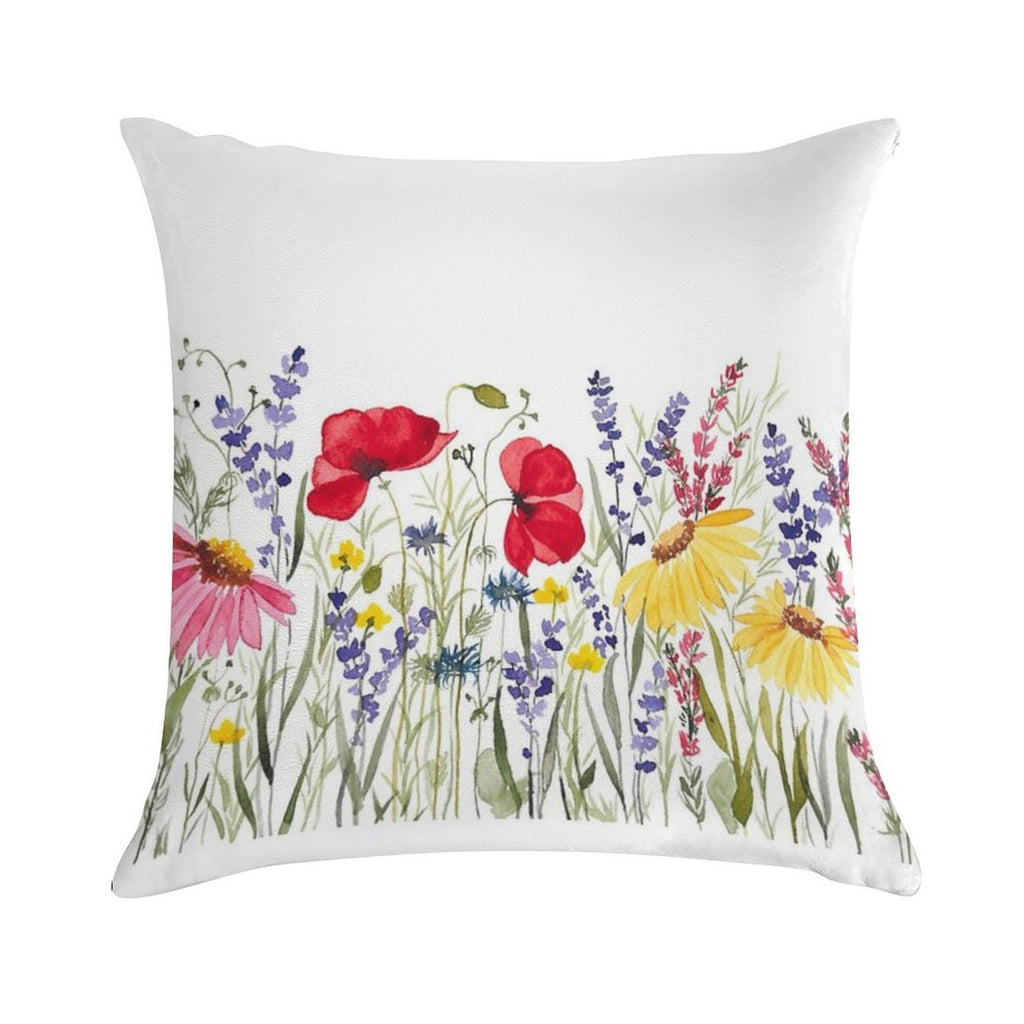 Wildflower Meadow Soft Shrink-Resistant Throw Pillow