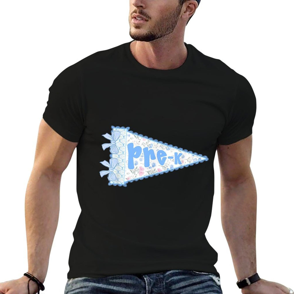 Back To School Preppy Pennant Pre-K Coquette Bow  Stretchy T-Shirt